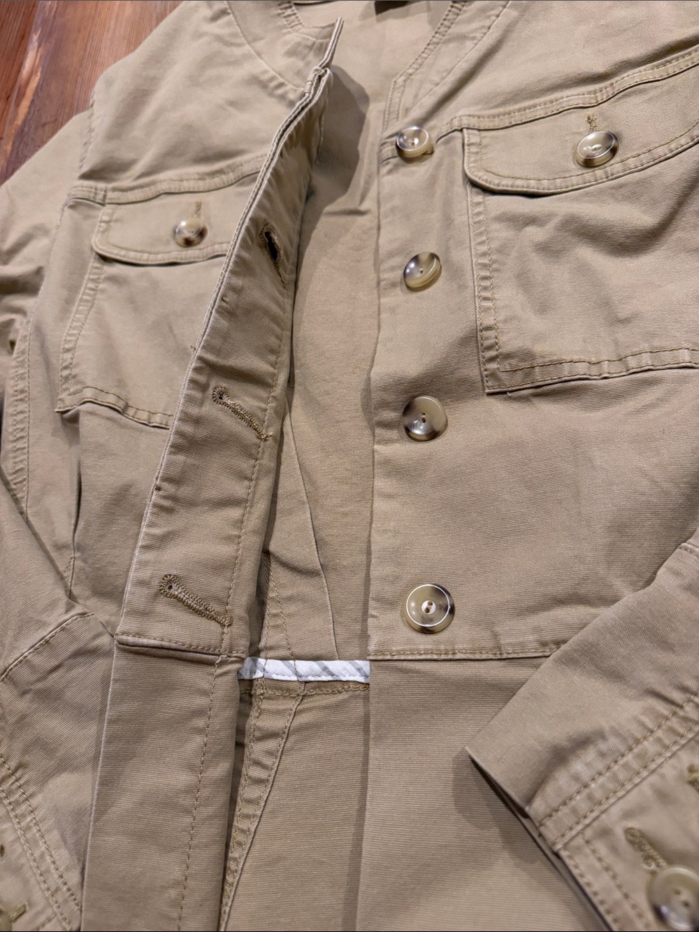 CAbi Camp Jacket #5477 Khaki Tan Utility Peplum Military Jacket M - Picture 4 of 10